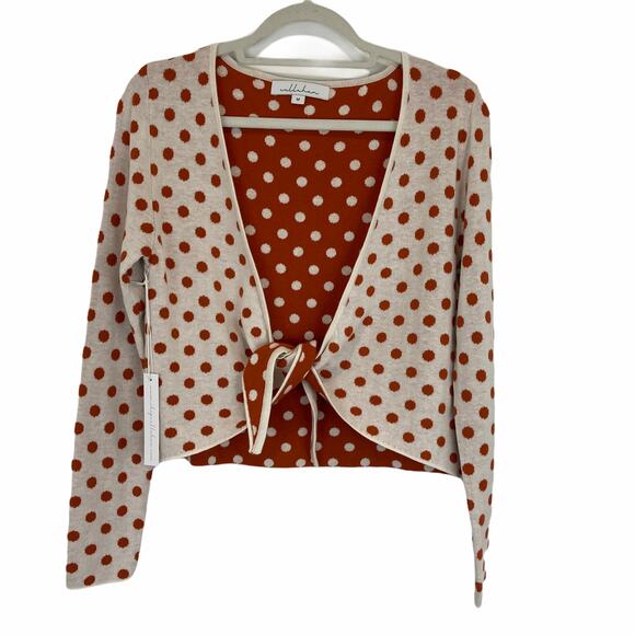 NWT Callahan Olivia Tie Front Polka Dot Sweater - Picture 2 of 10